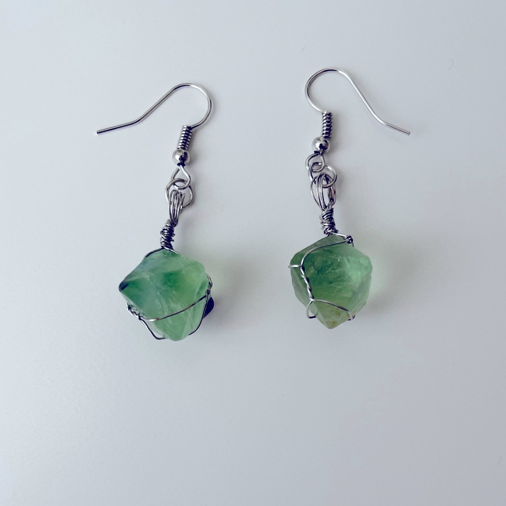 Handmade raw citrine natural gemstone earrings